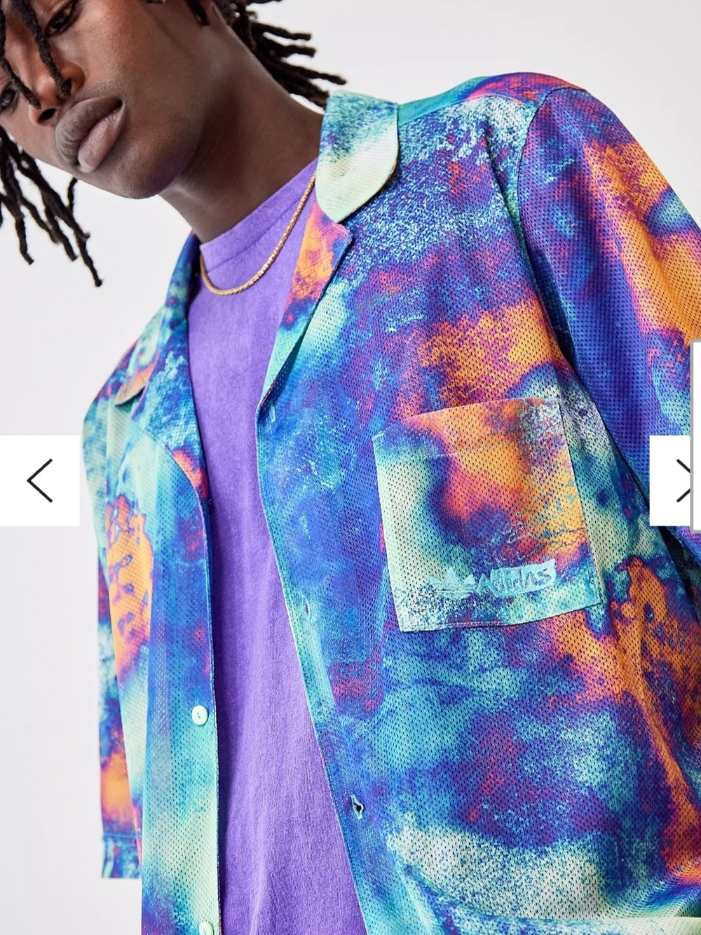 adidas Aop Originals Mesh Shirt Tie Dye Size S Button Down Unique